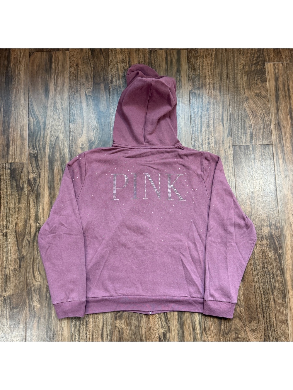 Pink Victoria's Secret Studded Rhinestone Bling Full Zip Hoodie XXL Mauve Purple